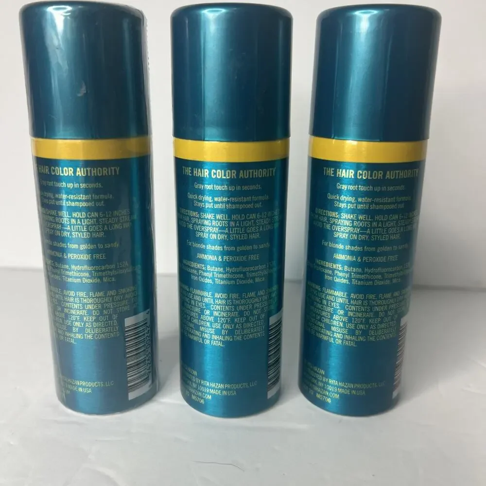 3x Rita Hazan Blonde Root Concealer Touch-Up Spray Temporary Gray Coverage 2oz